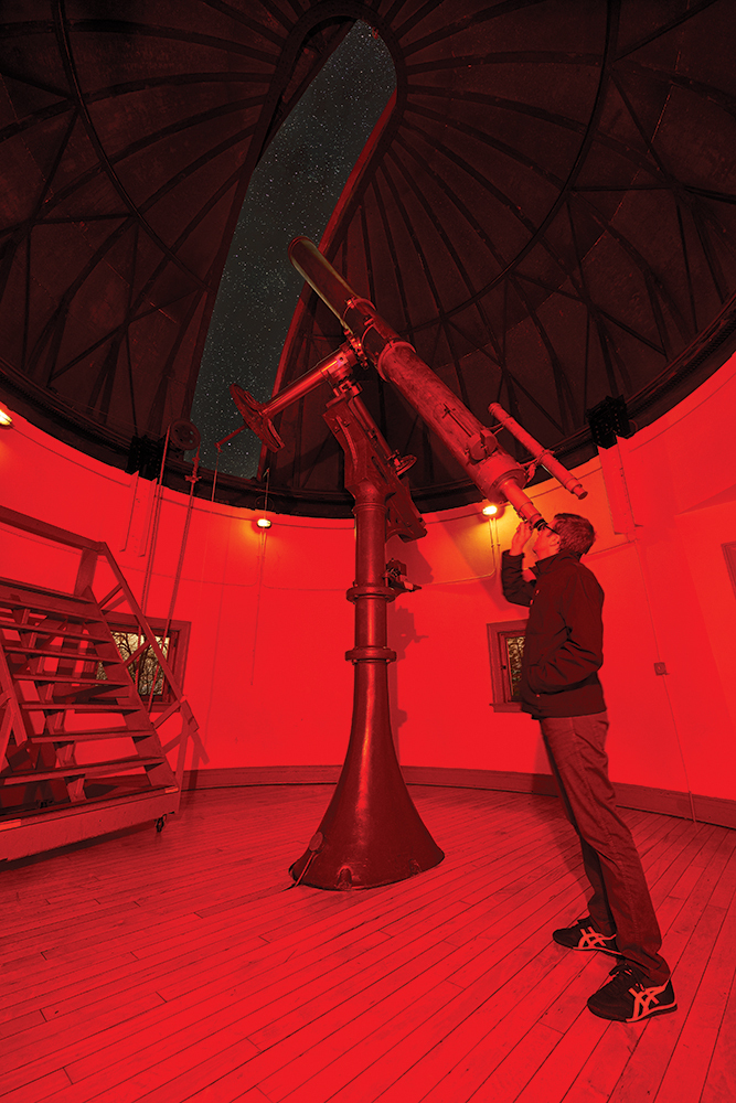 Dean Regas looking through the Mitchel Telescope at the Cincinnati Observatory