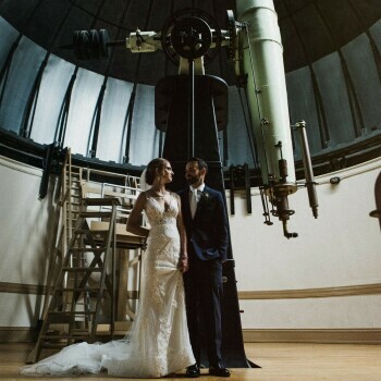 Bride and groom at the telescope