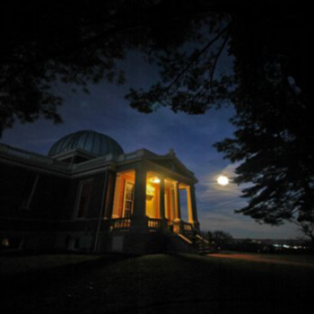 Observatory building at night